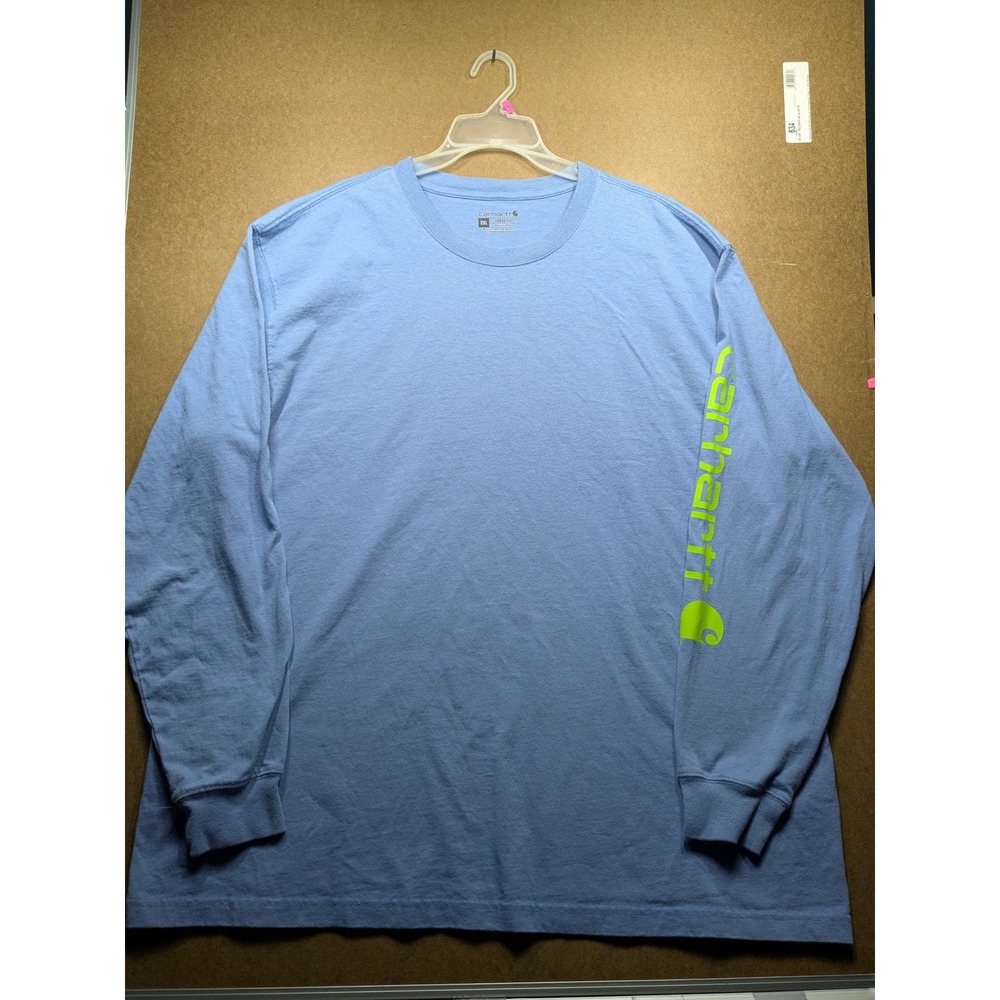 Carhartt Mens Loose Fit Long Sleeve Graphic T-Shirt Blue Neon Logo TK0231-M 2XL